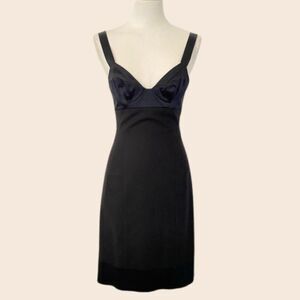 Rebecca Taylor Black Wool and Lastol Bustier Style Dress Size 2